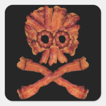 Bacon Skull and Crossbones Stickers