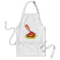 Bacon swiss cheeseburger with ketchup aprons