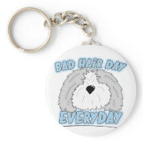 Bad Hair Day Sheepdog Keychain