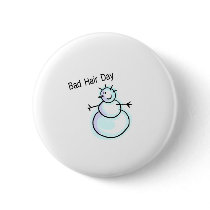 Bad Hair Day Snowman Pinback Button