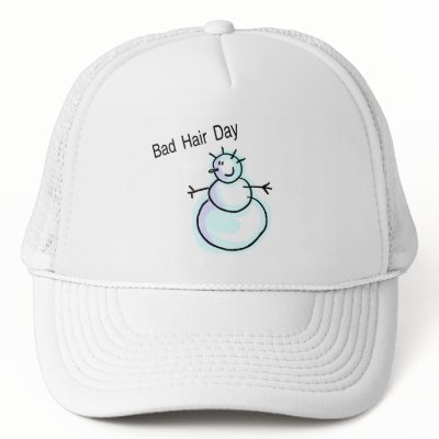Bad Hair Day Snowman Trucker Hat by CelebrationZazzle