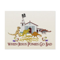 Bad Jesus Ponies Postcard