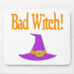 Bad Witch! Purple Hat Halloween Design Mouse Pad
