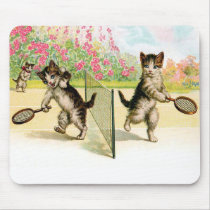 Badminton Kittens Vintage Art Mouse Pad