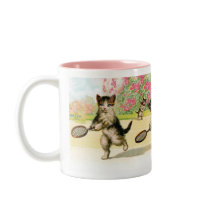 Badminton Kittens Vintage Art Coffee Mugs