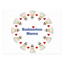 Badminton Mama Hearts Postcard