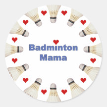 Badminton Mama Hearts Stickers