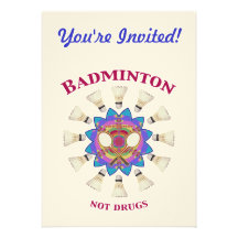 Badminton Not Drugs Custom Invite