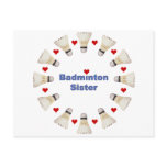 Badminton Sister Hearts Postcard