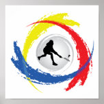 Badminton Tricolor Emblem Posters