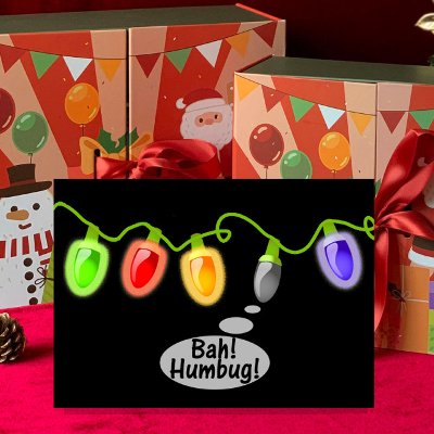 Bah! Humbug! Christmas Lights Cards by lifetimes