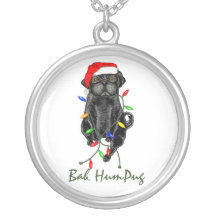 Bah HumPug Black Pug Personalized Necklace