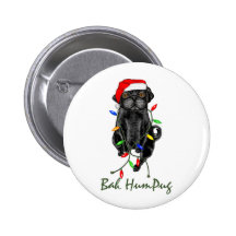 Bah HumPug Black Pug Pinback Buttons
