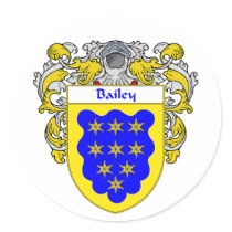 Bailey Coat of Arms (Mantled) Round Stickers