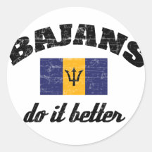 Bajan do it better round stickers