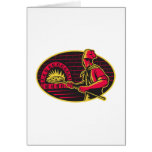 Baker Baking Pizza Wood Oven Woodcut Cards