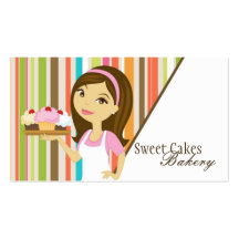 Baker Brunette Bakery Cup Cakes Bake Business Card