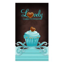 Bakery cupcake blue swirls chocolate brown business card