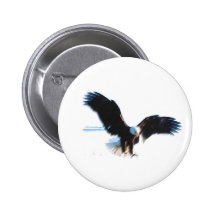 Bald American Eagle Landing Pinback Buttons