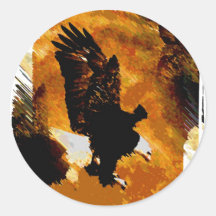 Bald American Eagle Landing Round Stickers