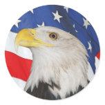 BALD EAGLE AND AMERICAN FLAG: STICKER