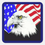 Bald Eagle and American Flag Sticker