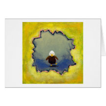 Bald eagle art wobbly baby learning empowerment greeting card