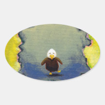 Bald eagle baby growth empowerment fun unique art oval stickers