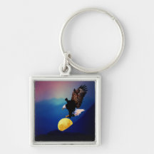 Bald eagle chases the full moon keychains