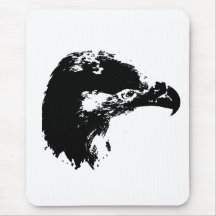 bald eagle cutout black mouse pad