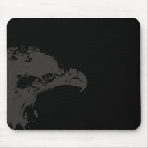 bald eagle grey graphical facing right black back. mousepads