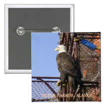 Bald Eagle Perched on Crab Pots Pin