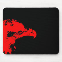 bald eagle red graphical facing right black bac mousepads