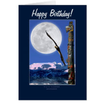 Bald Eagle, Totem Pole & Super Moon Birthday Cards