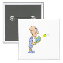 Bald Tennis Guy Buttons