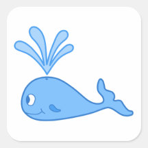 Baleine, bleue autocollant