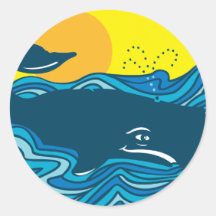 Baleine mignonne autocollants ronds