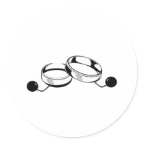 Ball and Chain Wedding Rings Round Stickers