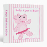 BALLERINA Ballet Pink Hippo Girl Photo Album 3 Ring Binder
