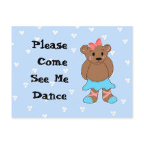 Ballerina Bear Dance Recital Invitation Postcards