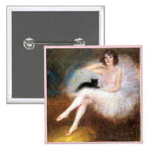 Ballerina & Black Cat Buttons