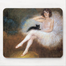 Ballerina & Black Cat Mouse Mat
