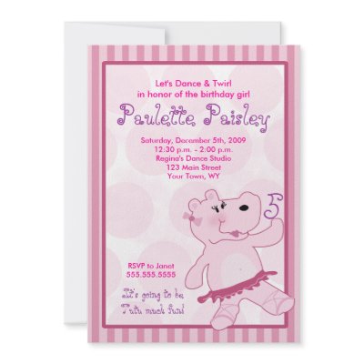 BALLERINA HIPPO Ballet Tutu Girl Invitation by allpetscherished