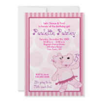 BALLERINA HIPPO Ballet Tutu Girl Invitation