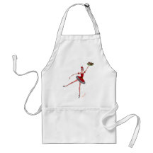 Ballerina in Santa Costume Holding  Cookie Platter Apron