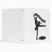 Ballerina in Silhouette with Ballet word above her Vinyl Binder