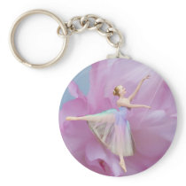 Ballerina on Pink and Blue Keychain