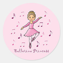 Ballerina Princess Round Sticker