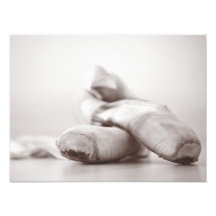 Ballet Pointe Shoes on Dance Floor Template Art Photo