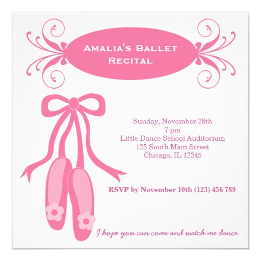Ballet Recital Custom Invitations